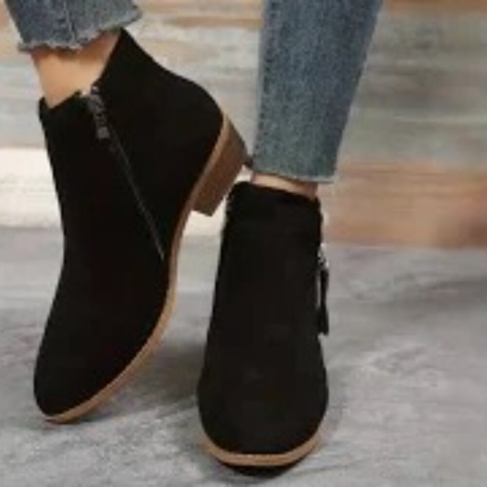 Unisa Suede Black Ankle Booties fall wear